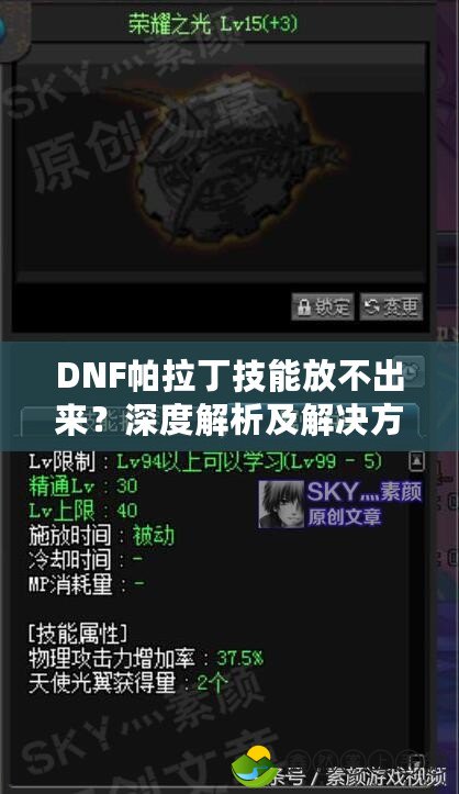 DNF帕拉丁技能放不出來？深度解析及解決方案