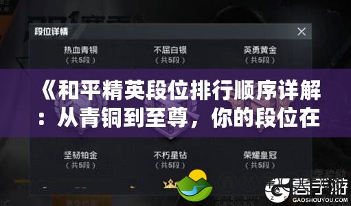 《和平精英段位排行順序詳解：從青銅到至尊，你的段位在哪兒？》