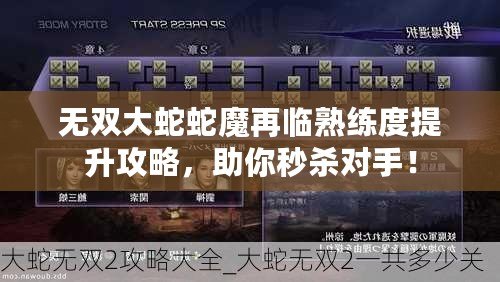 無雙大蛇蛇魔再臨熟練度提升攻略，助你秒殺對手！