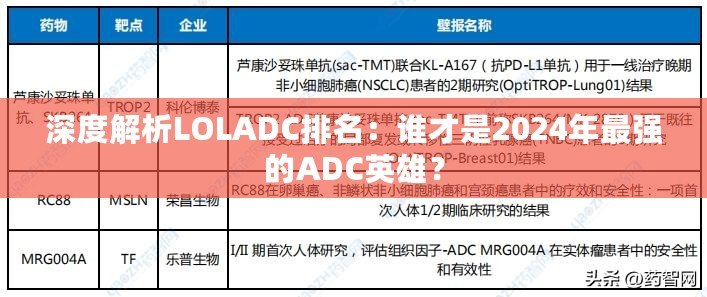 深度解析LOLADC排名：誰(shuí)才是2024年最強(qiáng)的ADC英雄？