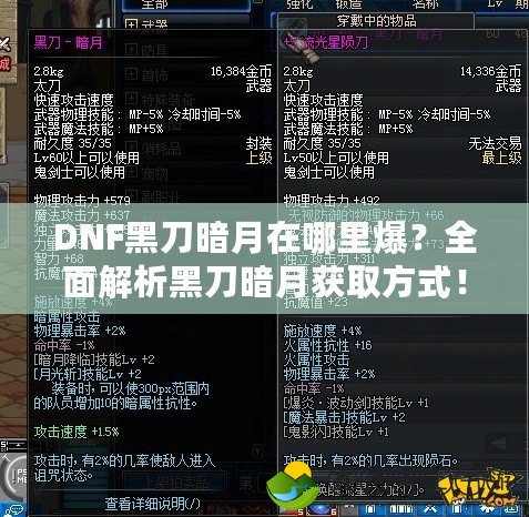 DNF黑刀暗月在哪里爆？全面解析黑刀暗月獲取方式！