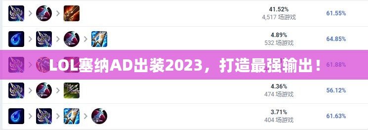 LOL塞納AD出裝2023，打造最強輸出！