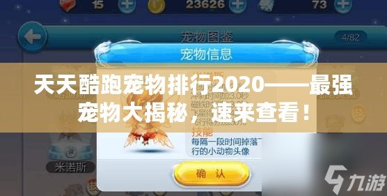 天天酷跑寵物排行2020——最強(qiáng)寵物大揭秘，速來查看！